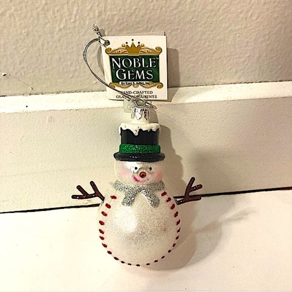 Kurt Adler Other - NWT Noble Gems by Kurt S. Adler Hand Blown Snowman Snowwoman baseball